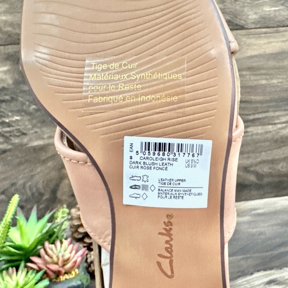 NIB Clarks Caroleigh Rise 9M Dark Blush Leather Block Heel Ankle Strap Sandal - Picture 9 of 12